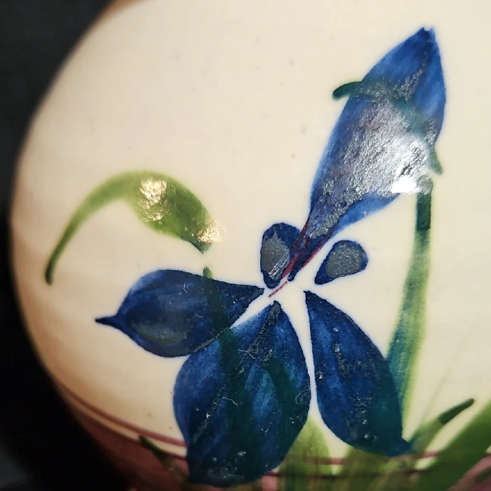VTG Signed PSS 92 Hand Thrown Studio Art Pottery Irises Ceramic Bud Vase